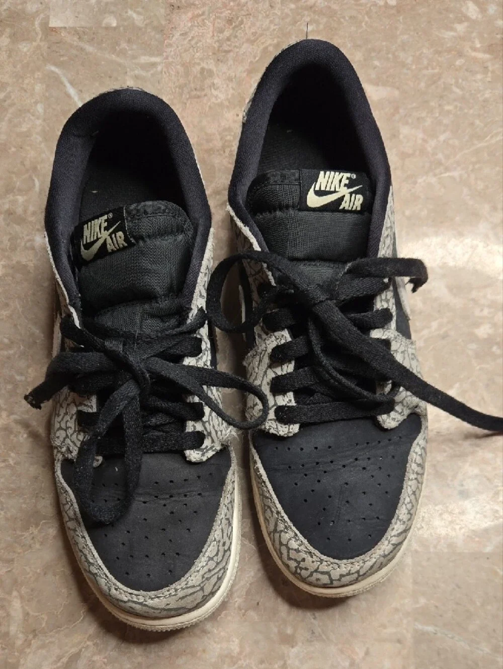 Nike Black Sneakers with Gray Elephant Print
